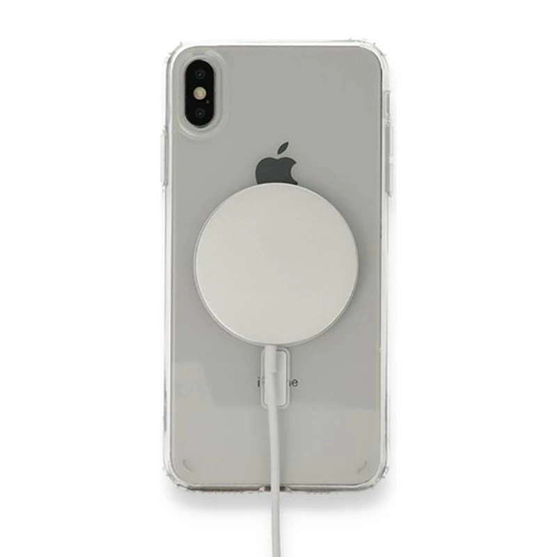 More TR Apple iPhone XS 5.8 Kılıf Magsafe Şarj Özellikli Şeffaf Sert PC Zore Embos Kapak