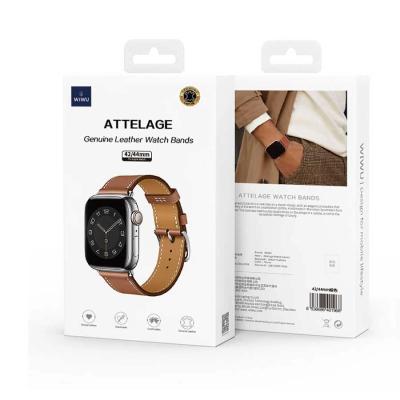 More TR Apple Watch 42mm Wiwu Attleage Watchband Hakiki Deri Kordon