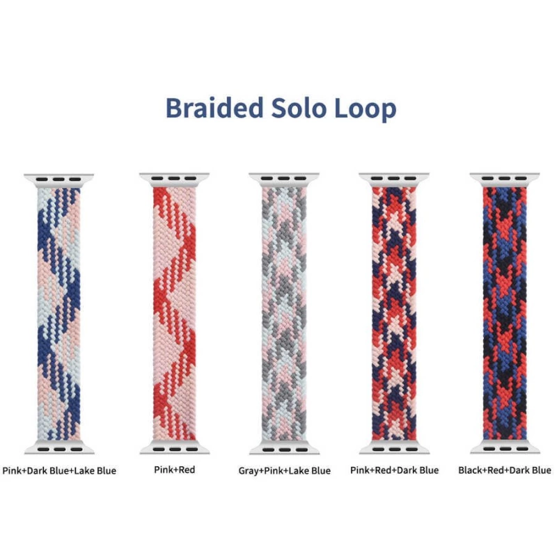 More TR Apple Watch Ultra 49mm Kordon Wiwu Braided Solo Loop Contrast Color Large Strap Kayış