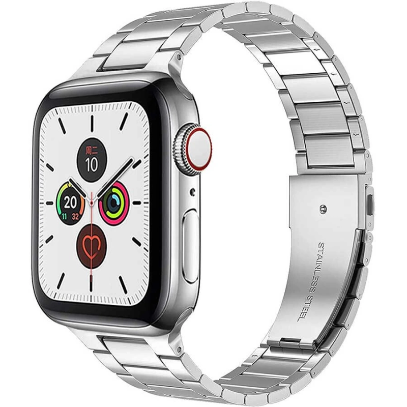 More TR Apple Watch Ultra 49mm Kordon Wiwu Ultra Thin Steel Belt Three Beads Metal Strap Kayış