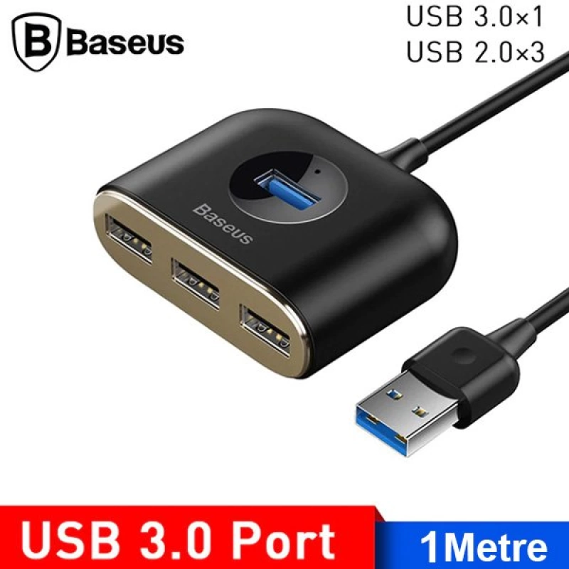 More TR Baseus Square round 4in1 USB HUB Adaptör (USB3.0 TO USB3.0*1+USB2.0*3) 1m