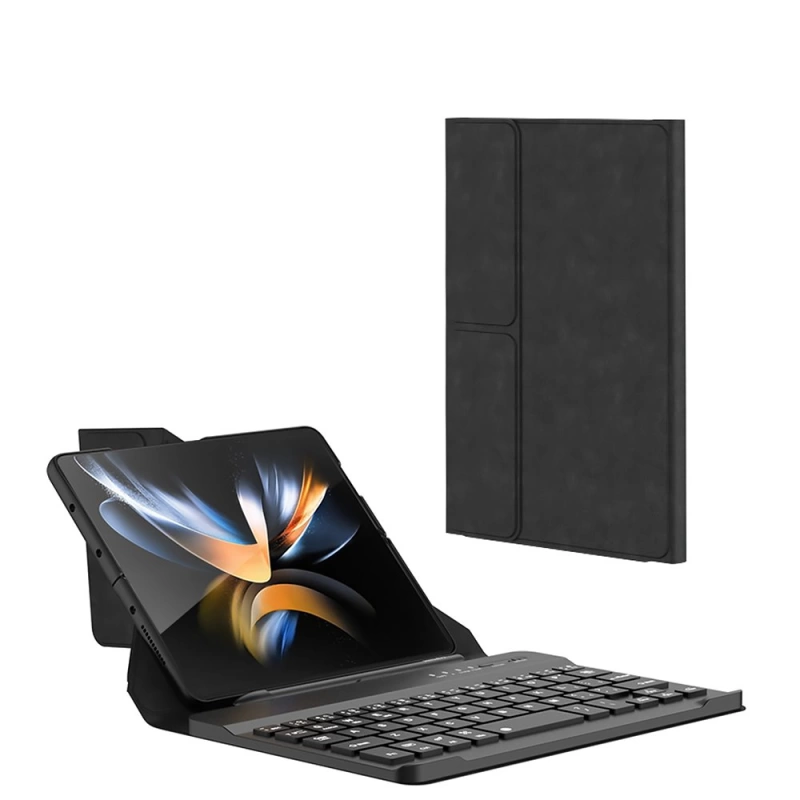 More TR Galaxy Z Fold 2 Kılıf Standlı Klavyeli Kalem Bölmeli Zore Kıpta Klavyeli Kılıf
