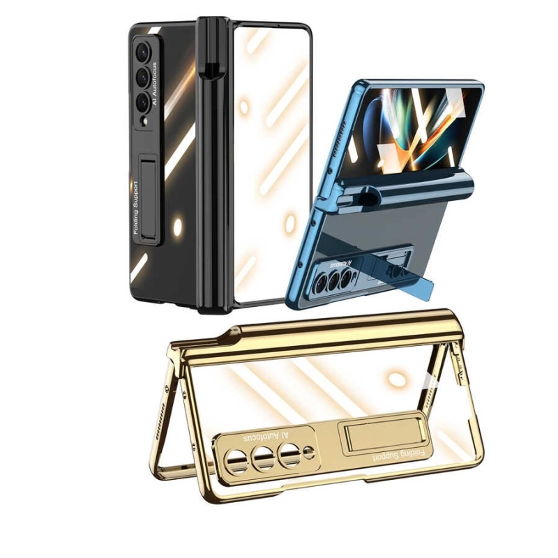 More TR Galaxy Z Fold 4 Kılıf Zore Kıpta Standlı Kalem Bölmeli Kapak