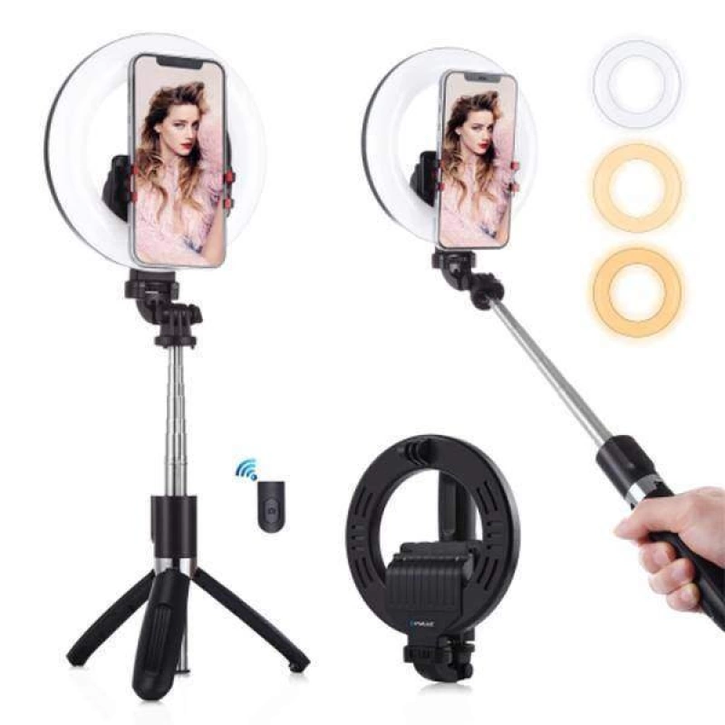 More TR PULUZ 6.3 inch 16cm Ring LED Canlı Yayın Bluetooth Tripod Vlogging Selfie Light