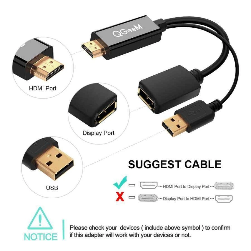 More TR Qgeem QG-HD01 HDMI To Display Port Dönüştürücü