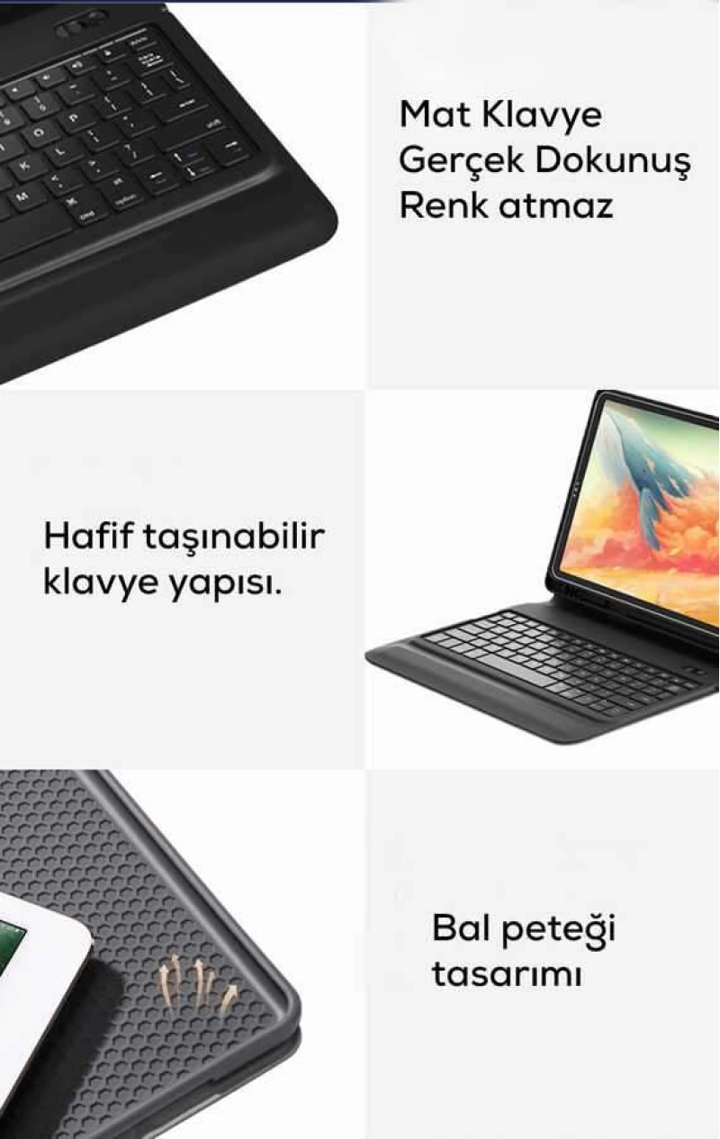 More TR Wiwu Keyboard Folio Kablosuz Klavyeli Kılıf