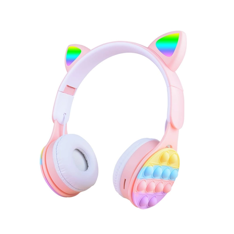 More TR Zore B30 RGB Led Işıklı Kedi Kulağı Band Tasarımı Ayarlanabilir Katlanabilir Kulak Üstü Bluetooth Kulaklık
