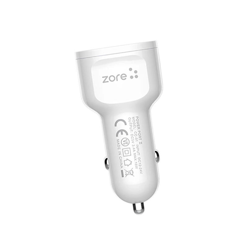 More TR Zore CC-01 Hızlı Şarj Özellikli LED Işıklı Dual USB Araç Şarj Başlığı 18W