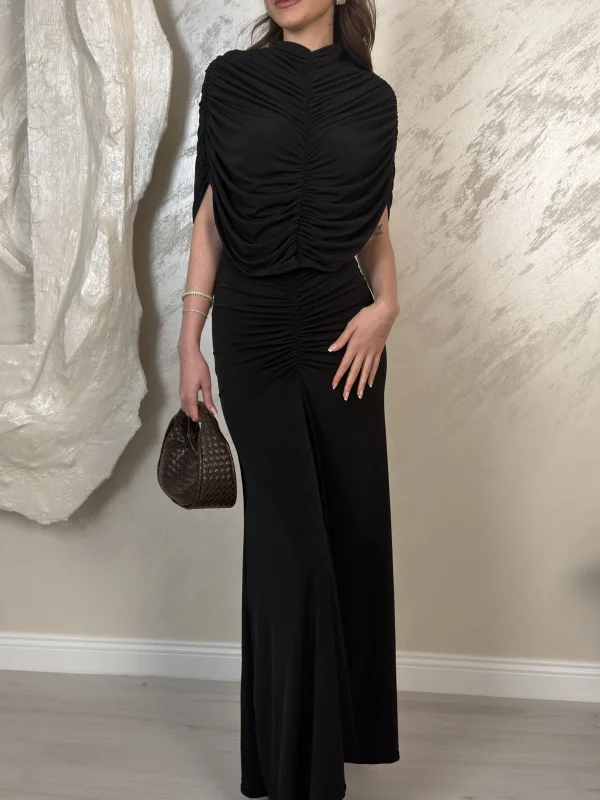 DRAPE DETAYLI DAVET ELBSESİ-SİYAH