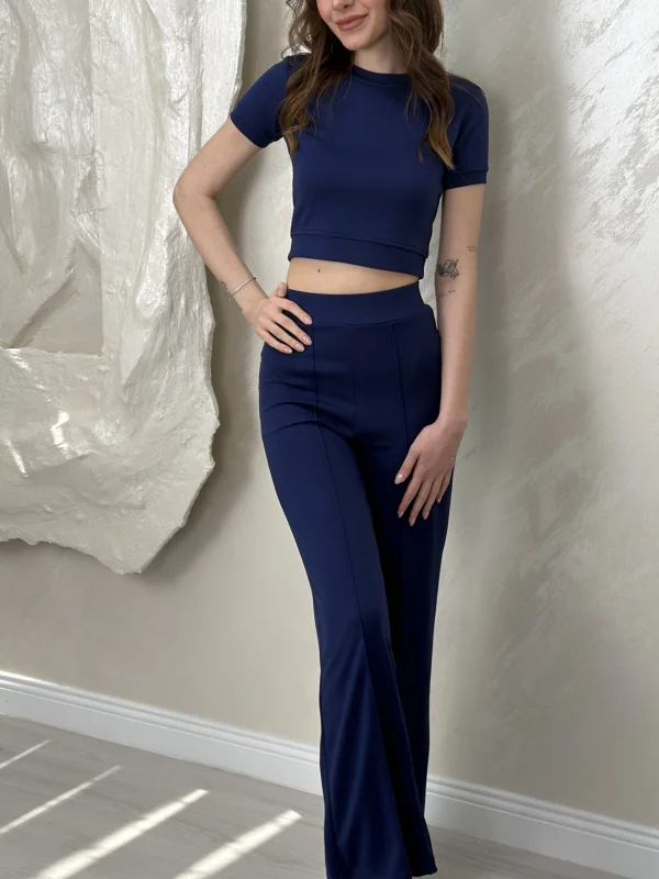 ALTI ÇIMALI CROP TAKIM- LACİVERT