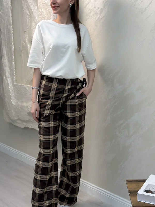 MUADİL EKOSE DETAYLI BAĞLAMALI PANTOLON- CAMEL