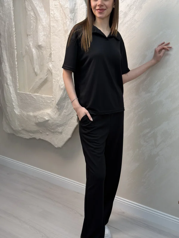 POLO YAKA TSHİRT MODAL TAKIM- SİYAH