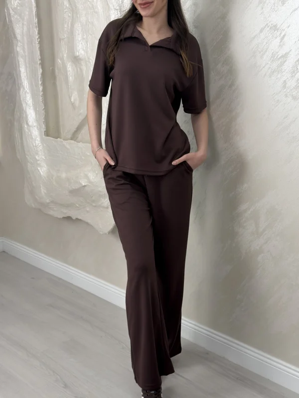 POLO YAKA TSHİRT MODAL TAKIM- KAHVERENGİ