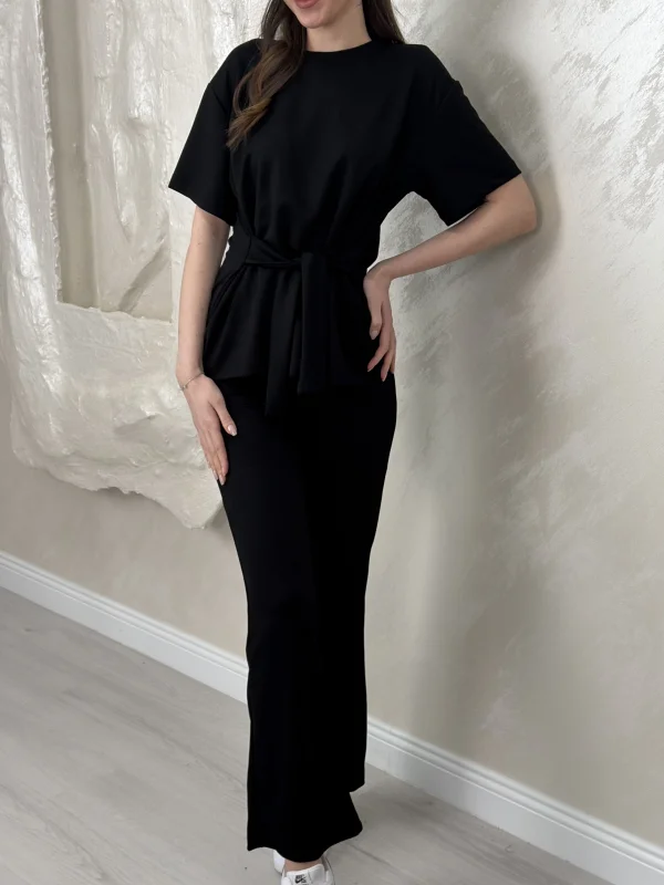 ÇİFT TARAF BAĞLAMALI MODAL TAKIM- SİYAH