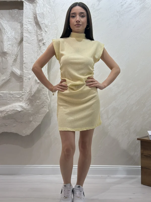 BÜRÜMCÜK MİNİ ELBİSE- SARI