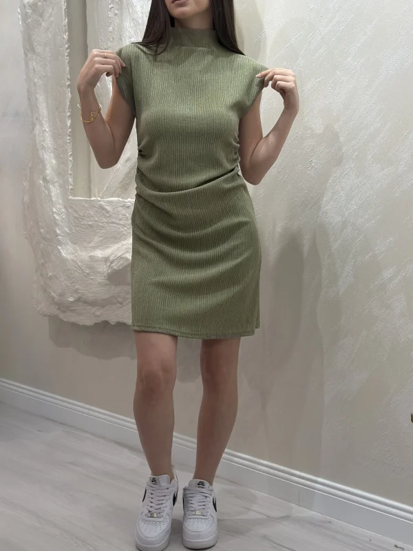 BÜRÜMCÜK MİNİ ELBİSE- YAĞ YEŞİLİ