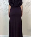DRAPE DETAYLI DAVET ELBİSESİ-MÜRDÜM