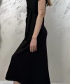 BELİ BAĞLAMALI MODAL KUMAŞ ELBİSE- SİYAH