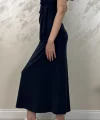 BELİ BAĞLAMALI MODAL KUMAŞ ELBİSE- LACİVERT