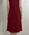 SIFIR KOL MODAL KUMAŞ ELBİSE- BORDO
