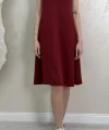 SIFIR KOL MODAL KUMAŞ ELBİSE- BORDO