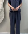 MAVİ TENSEL GÖMLEK PANTOLON TAKIM