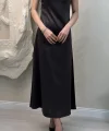 SATEN MAXİ ELBİSE- SİYAH
