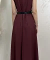 VATKALI KEMERLİ ELBİSE- BORDO