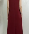 UZUN ASKILI MODAL KUMAŞ ELBİSE- BORDO