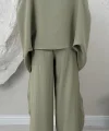 GENİŞ KOL BLUZ PİLELİ PANTOLON TAKIM