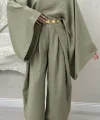 GENİŞ KOL BLUZ PİLELİ PANTOLON TAKIM