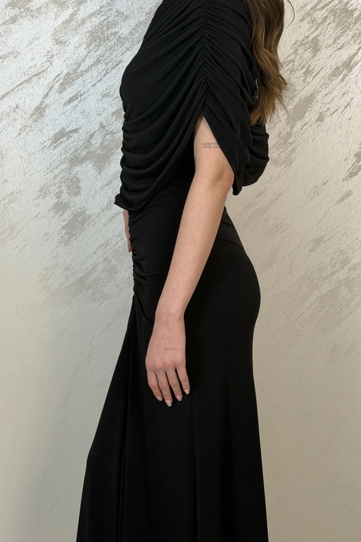 DRAPE DETAYLI DAVET ELBSESİ-SİYAH