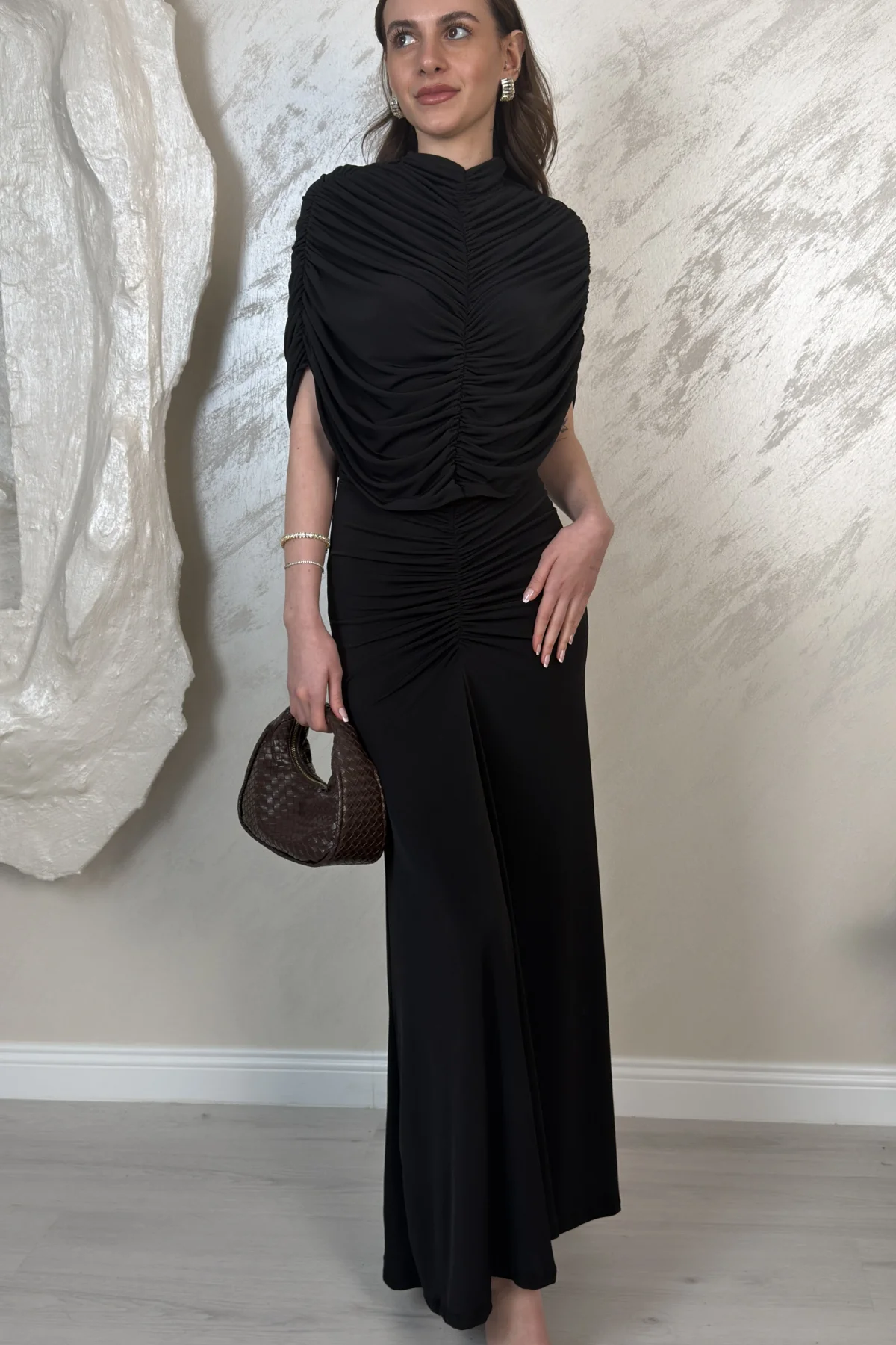 DRAPE DETAYLI DAVET ELBSESİ-SİYAH