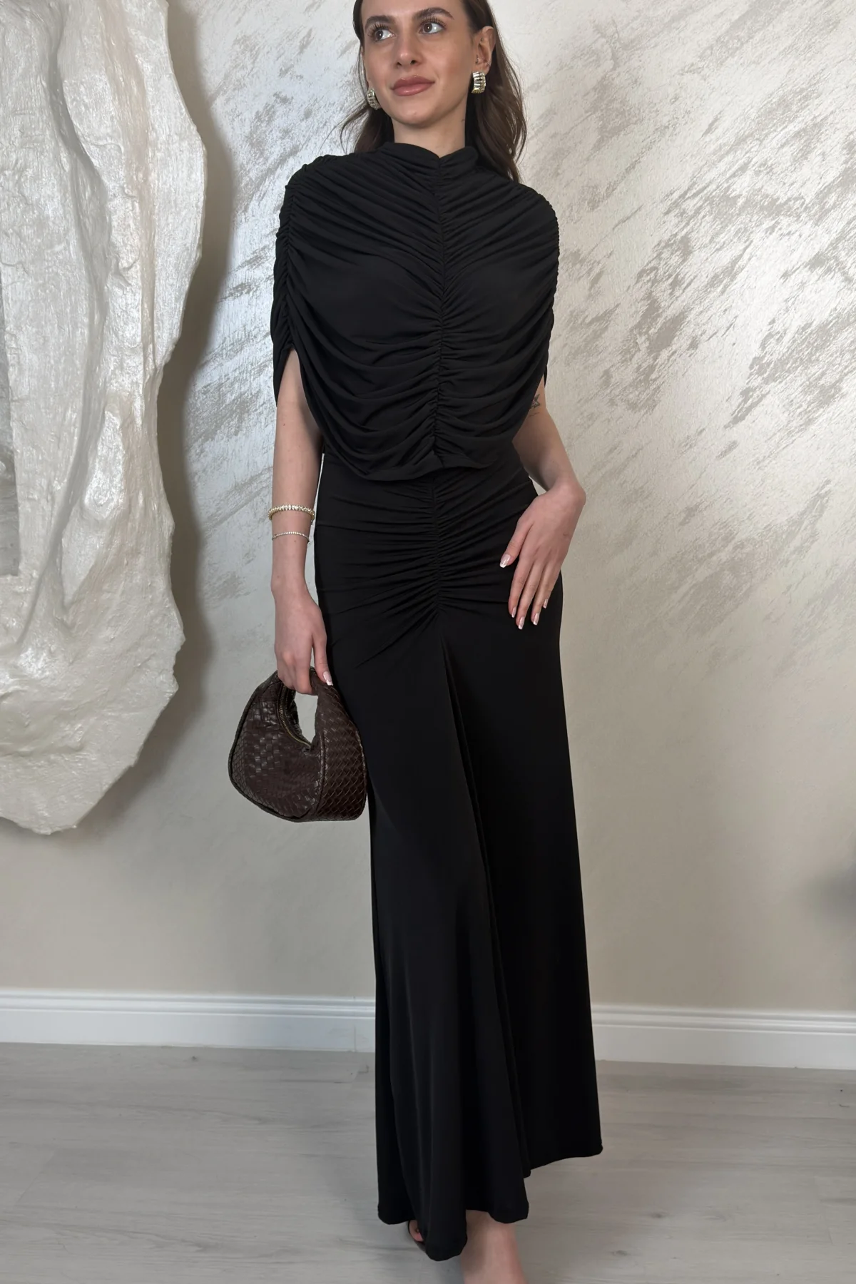 DRAPE DETAYLI DAVET ELBSESİ-SİYAH