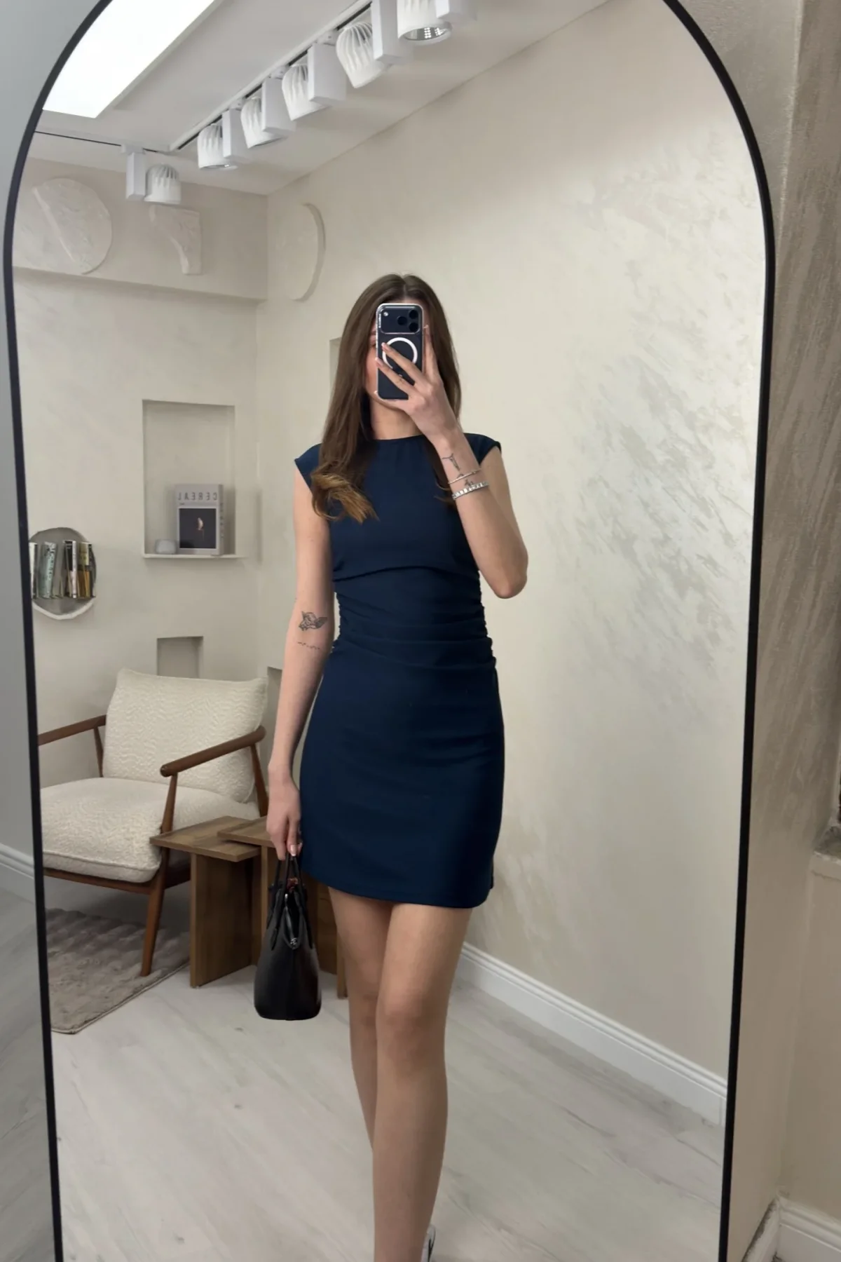 OTTOMAN MİNİ ELBİSE - İNDİGO