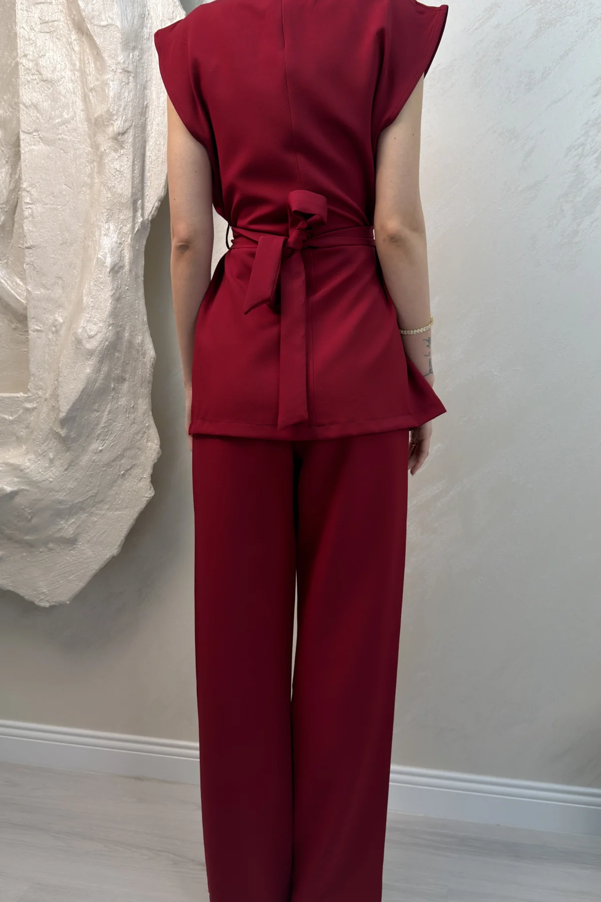 BROŞ KUŞAKLI VATKALI TAKIM- BORDO