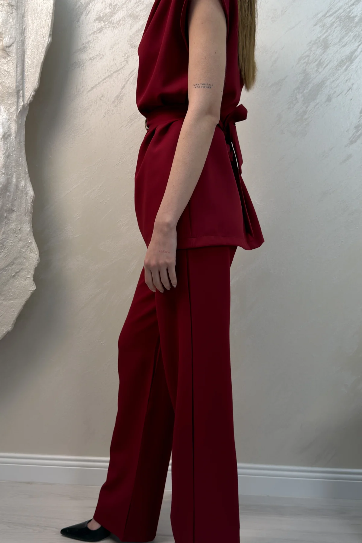 BROŞ KUŞAKLI VATKALI TAKIM- BORDO