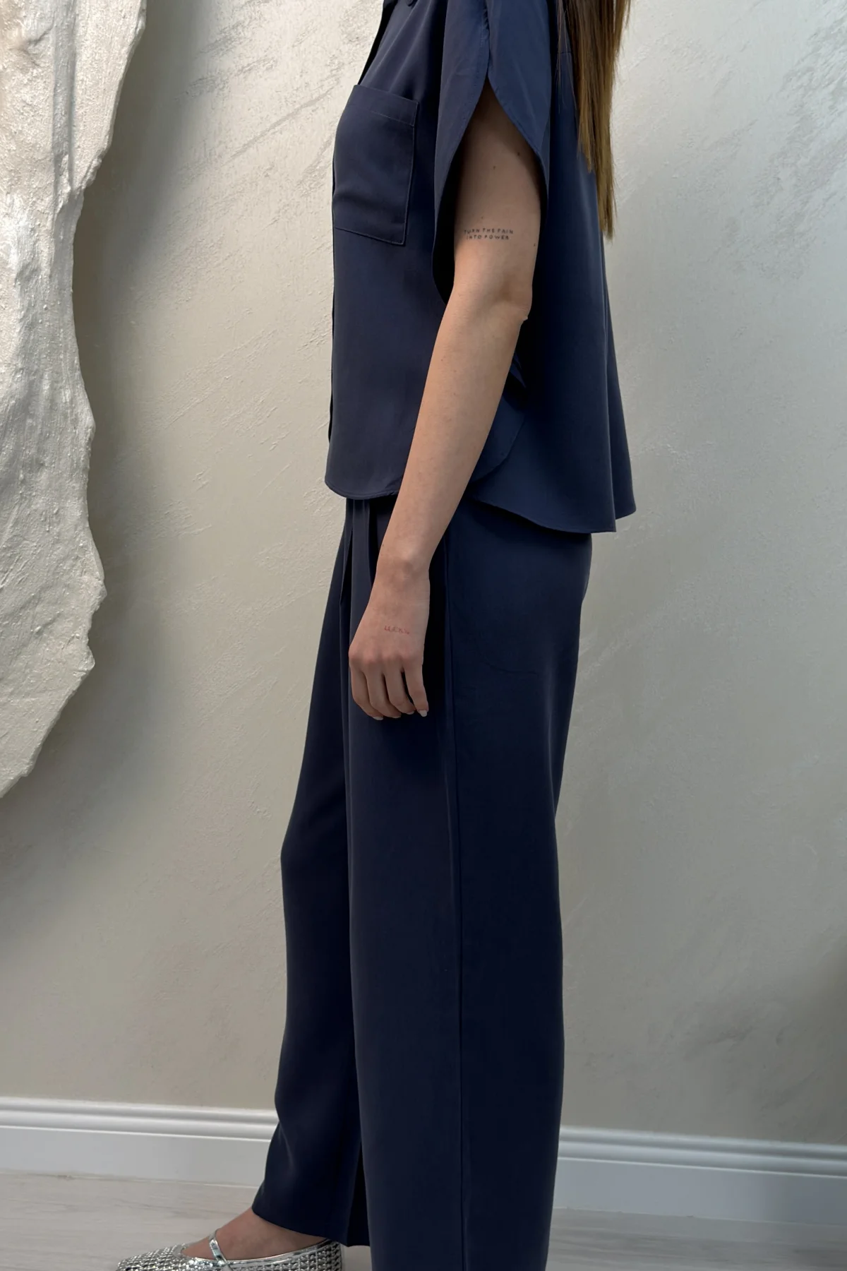 MAVİ TENSEL GÖMLEK PANTOLON TAKIM