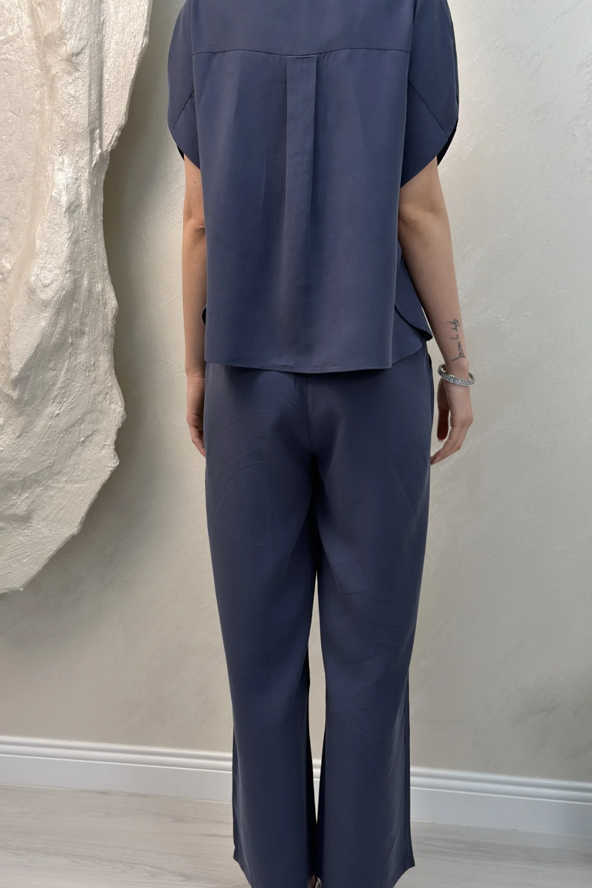 MAVİ TENSEL GÖMLEK PANTOLON TAKIM