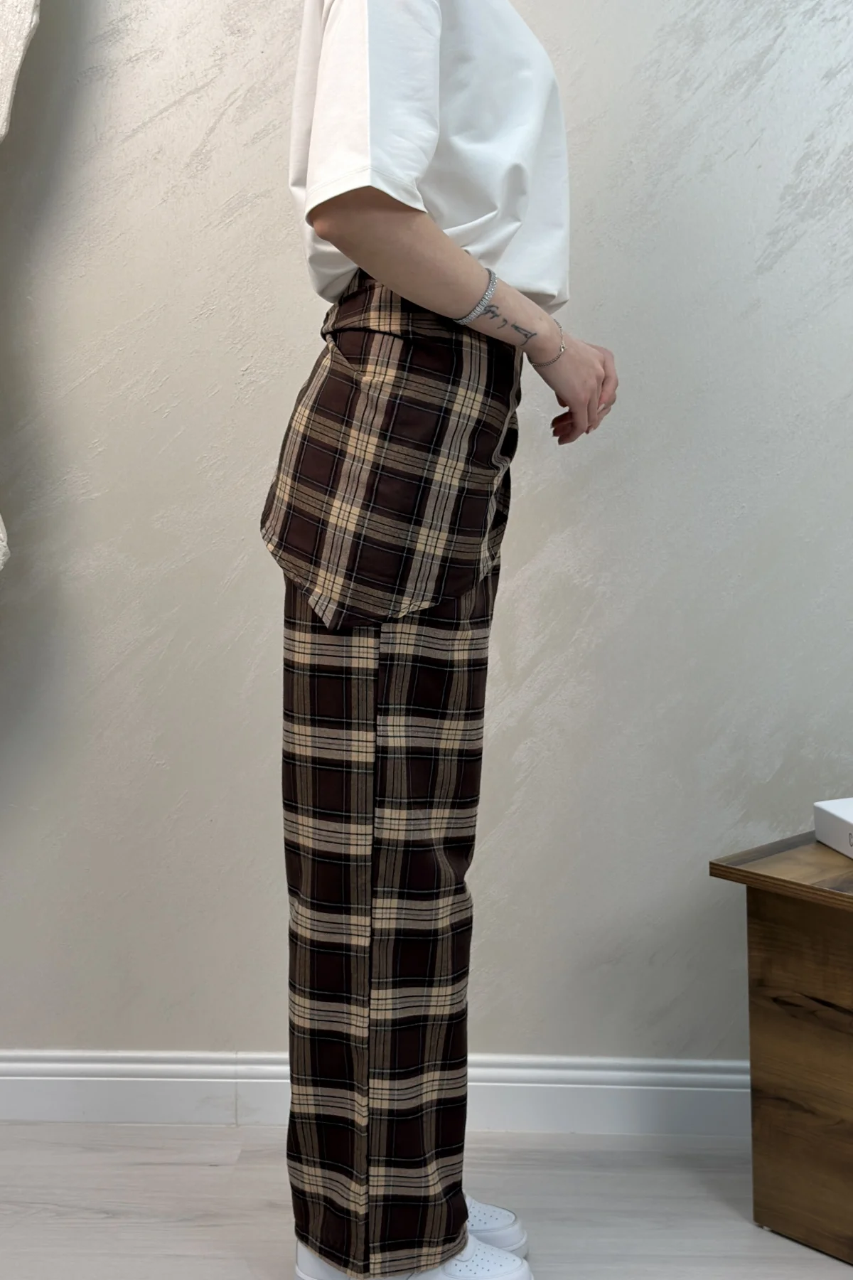 MUADİL EKOSE DETAYLI BAĞLAMALI PANTOLON- CAMEL