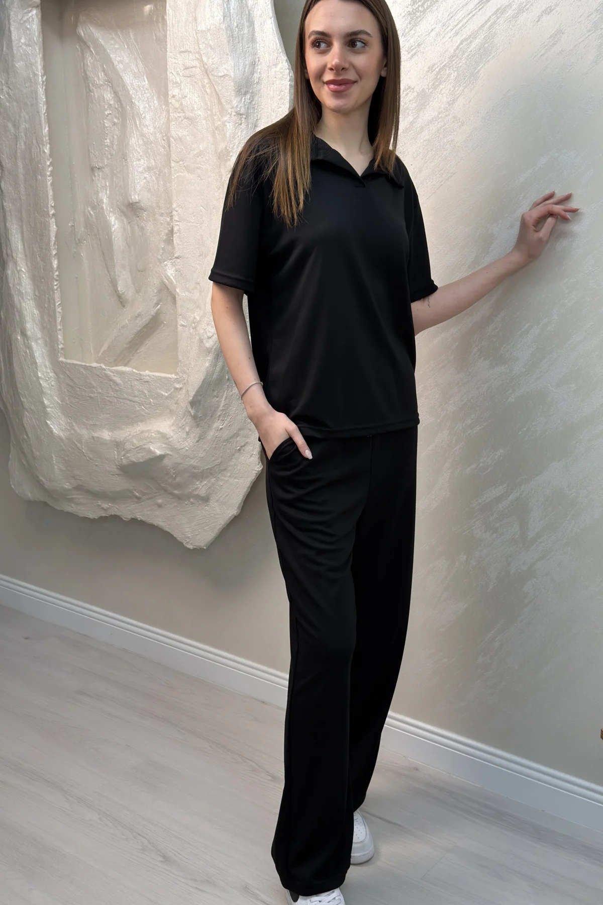 POLO YAKA TSHİRT MODAL TAKIM- SİYAH