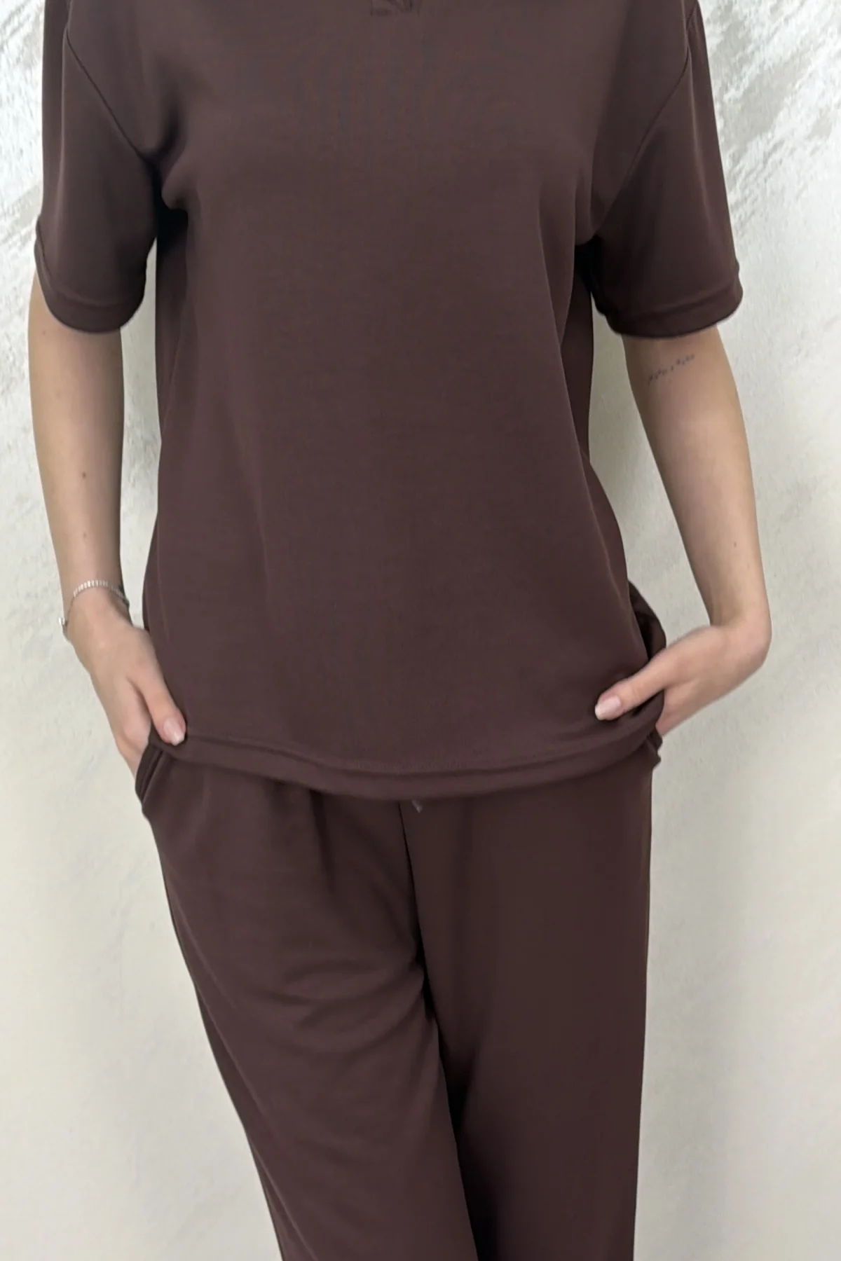 POLO YAKA TSHİRT MODAL TAKIM- KAHVERENGİ