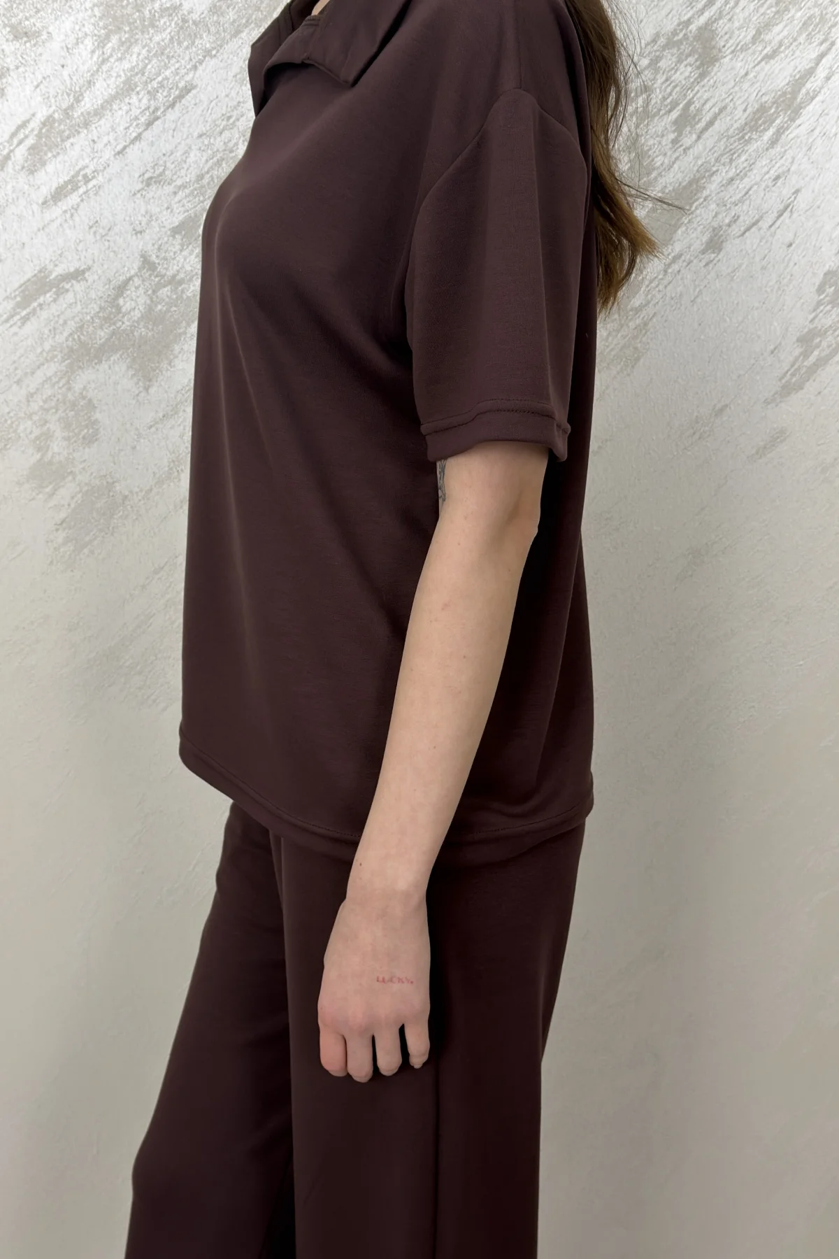 POLO YAKA TSHİRT MODAL TAKIM- KAHVERENGİ