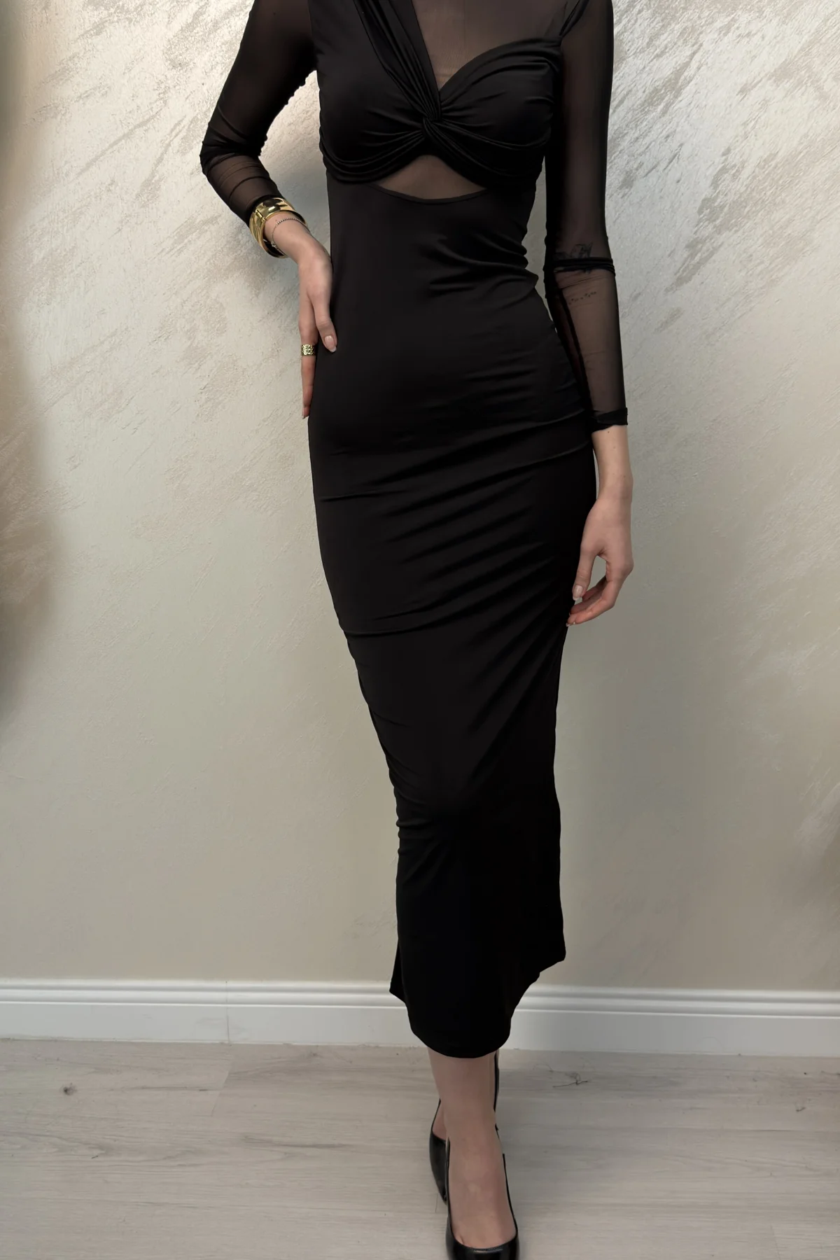 ASİMETRİK TASARIM SANDY ELBİSE