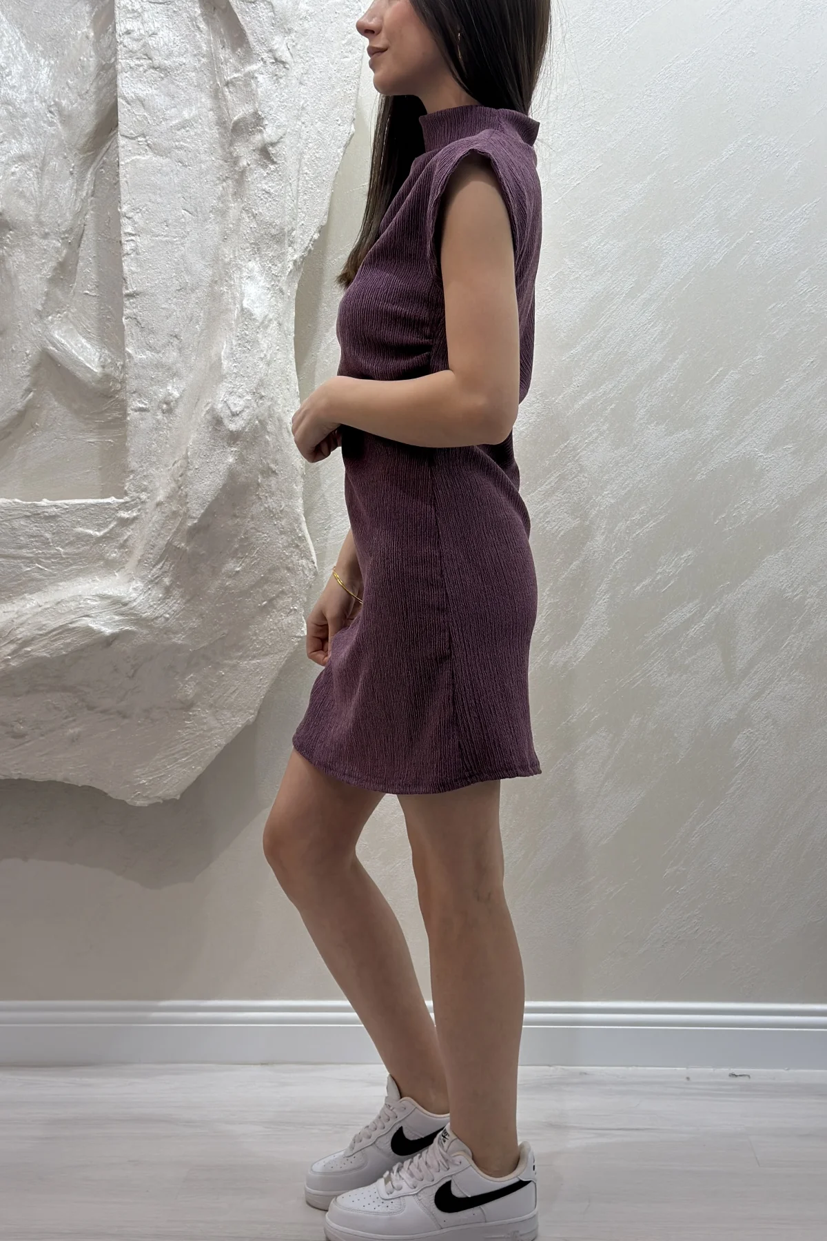 BÜRÜMCÜK MİNİ ELBİSE- MÜRDÜM