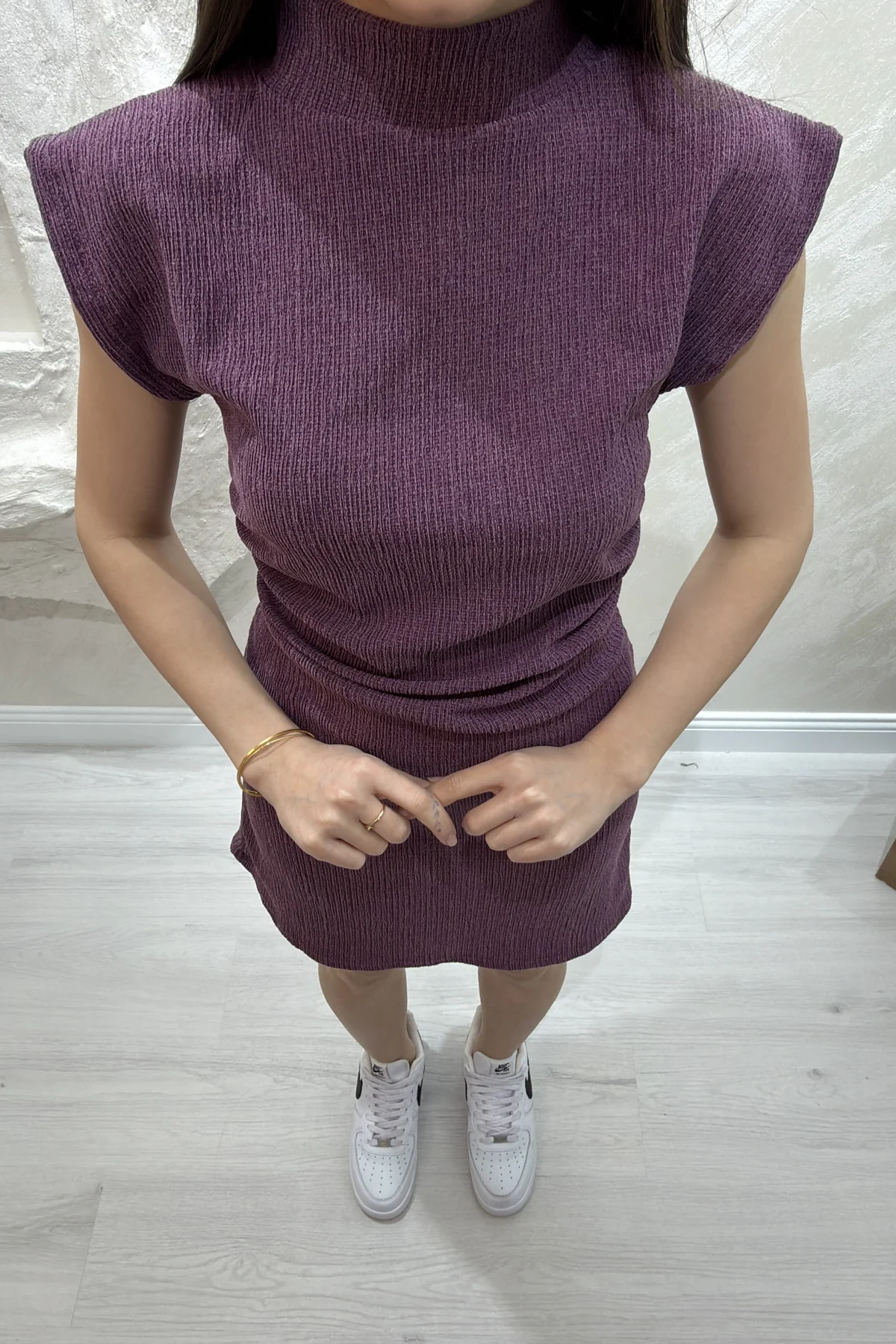 BÜRÜMCÜK MİNİ ELBİSE- MÜRDÜM