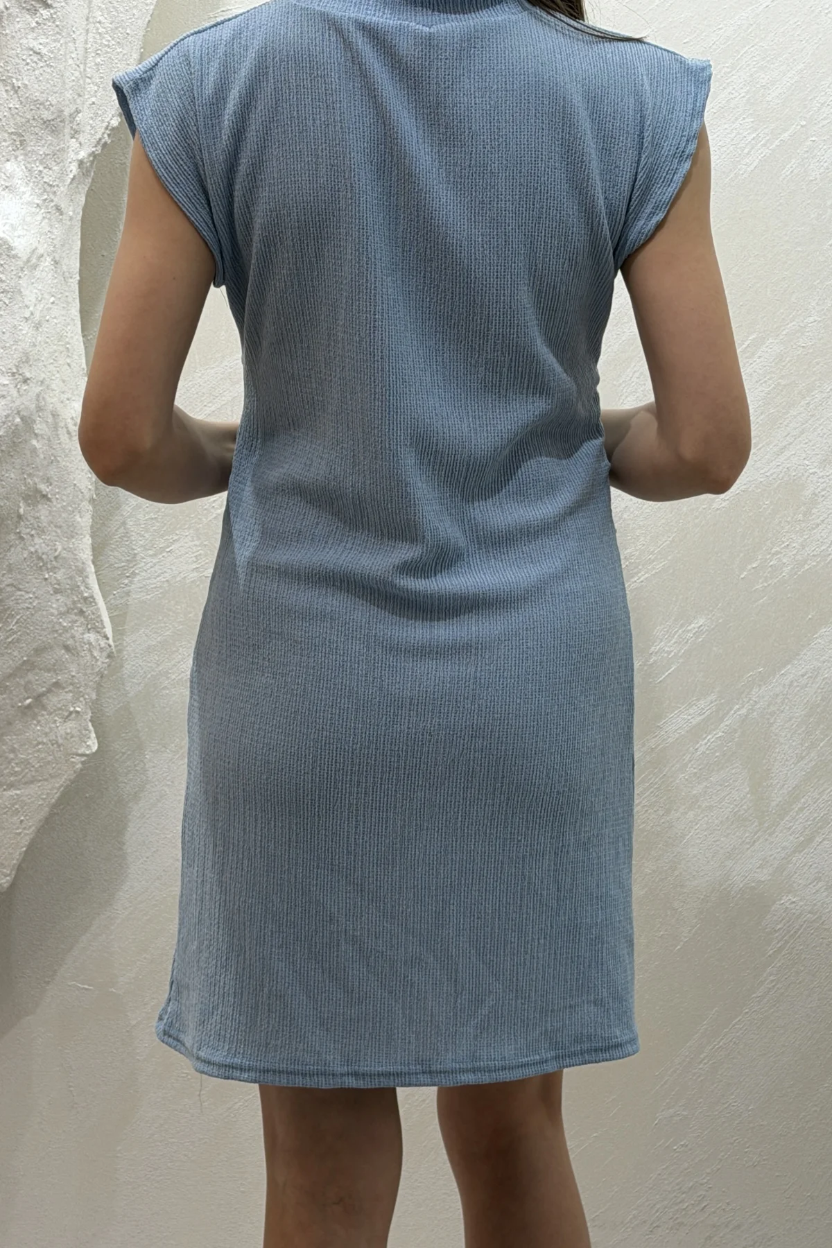 BÜRÜMCÜK MİNİ ELBİSE- AÇIK MAVİ