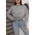 Kadın Üç İplik Şardonlu Oversize Crop Sweatshirt