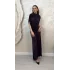 DRAPE DETAYLI DAVET ELBİSESİ-MÜRDÜM