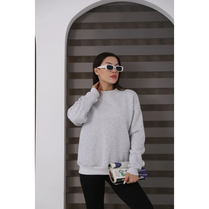 ÜÇ İPLİK ŞARDONLU BİSİKLET YAKA SWEATTSHİRT